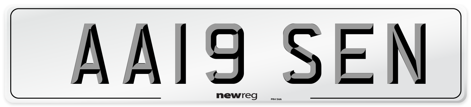 AA19 SEN Number Plate from New Reg